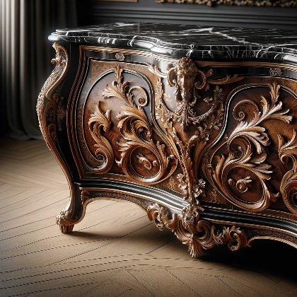 Commode Tombeau louis xv plateau marbre et bonze doré